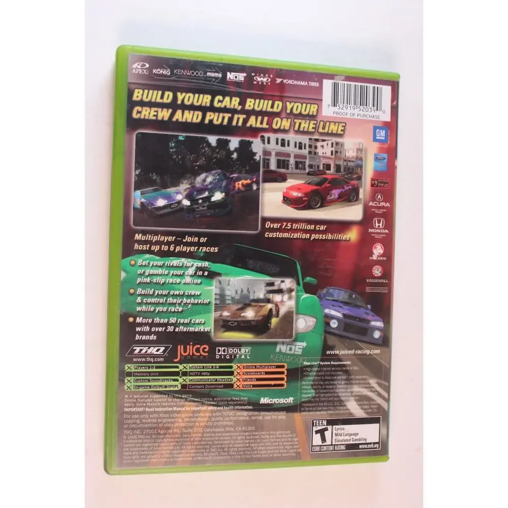 Juiced (Microsoft Xbox, 2005) Authentic, Complete, Tested/Works